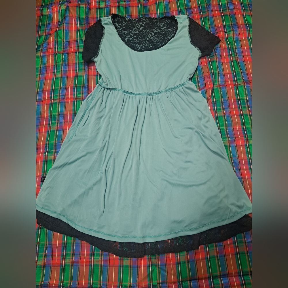 Torrid Black and Teal Lace Dress - Picture 7 of 9